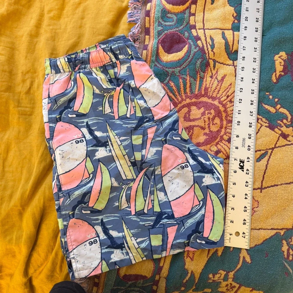 Vineyard Vines Mens Small Blue Sailboat Print‎ Chappy Swim Trunks Mesh Liner